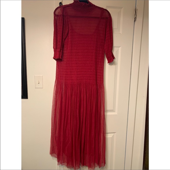 Zara semi-sheer maroon dress - Picture 3 of 5